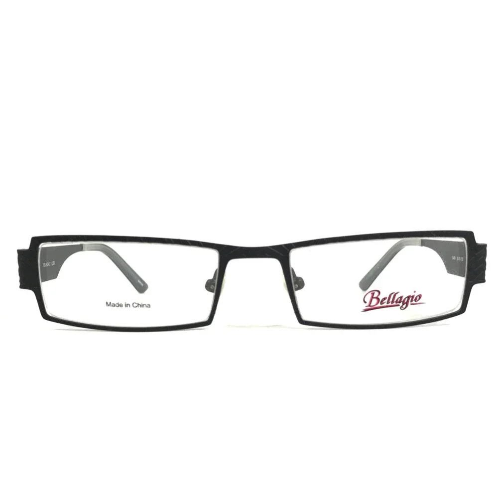Bellagio Eyeglasses Frames B489 C-03 Black Gray Rectangle Full Rim 50-18-135